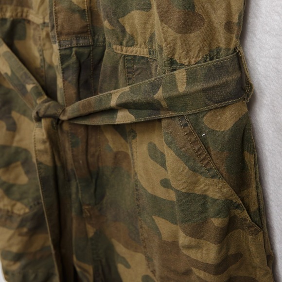 BLANKNYC Camo Linen Playsuit Jumpsuit Romper Belted Military Sz M - Picture 6 of 10